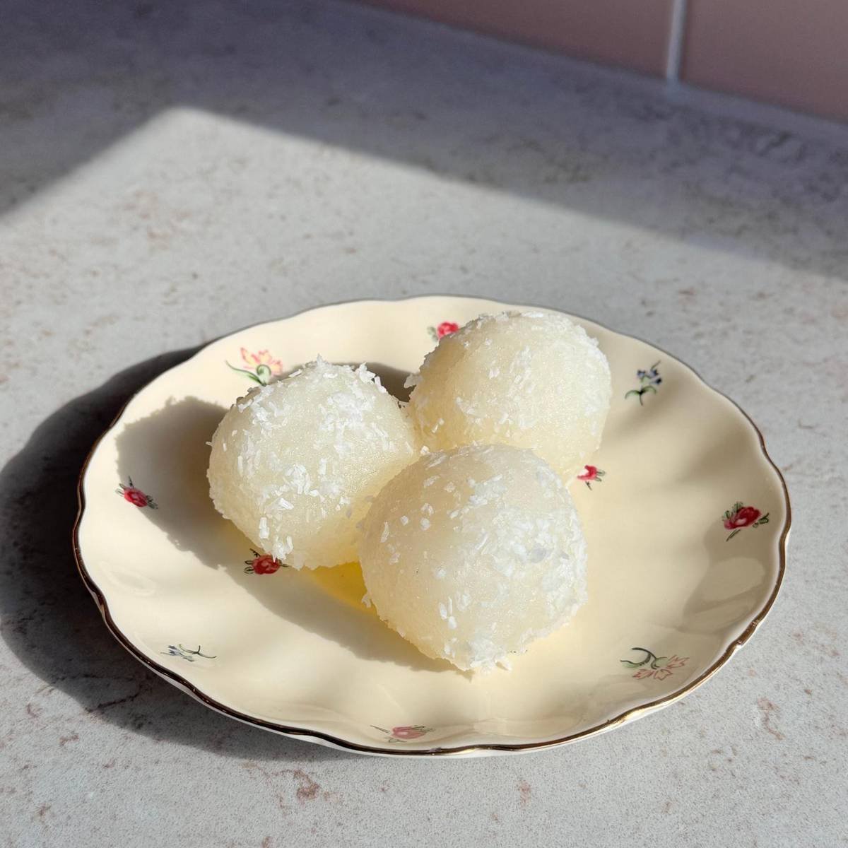 Coconut Rasgulla at Basant Restaurant Cakes & Sweets