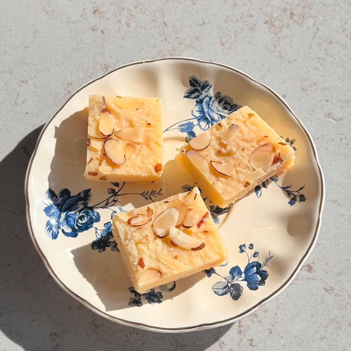 Almond Barfi at Basant Restaurant Cakes & Sweets